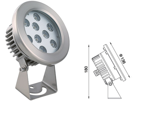 9W 12W सबमर्सिबल RGB LED पूल लाइट हीट सिंक हाउसिंग पानी के नीचे काम करती है
